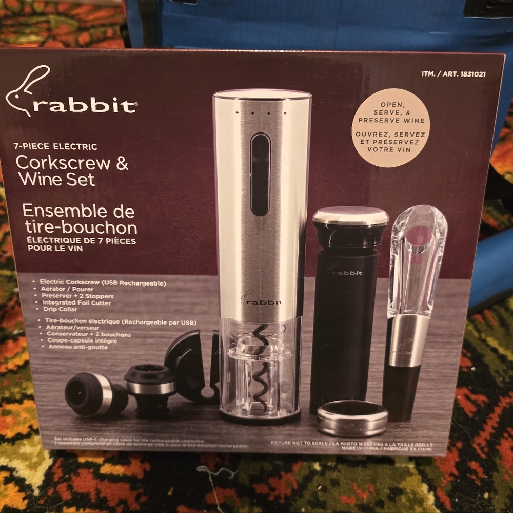 Rabbit Silver Electric Corkscrew & Wine Set